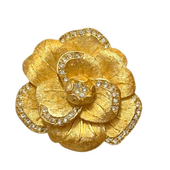 Dior Jewelry - Vintage Christian Dior Crystal Camellia Flower Brooch